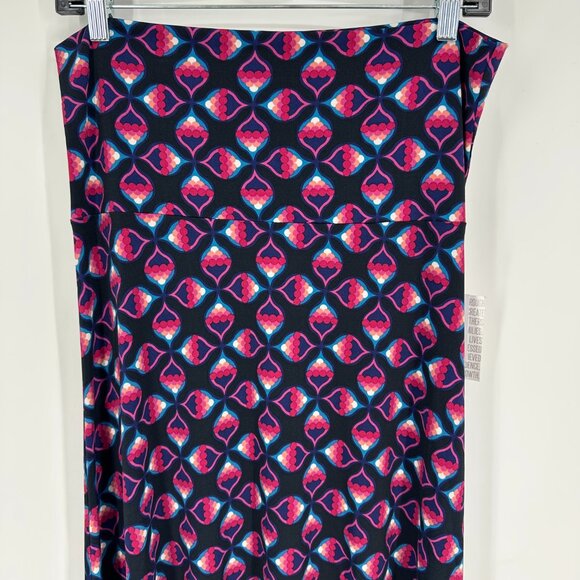 Lularoe Strapless Maxi Dress A Line Tube Abstract Print High Low Hem Blue Red - Picture 4 of 8